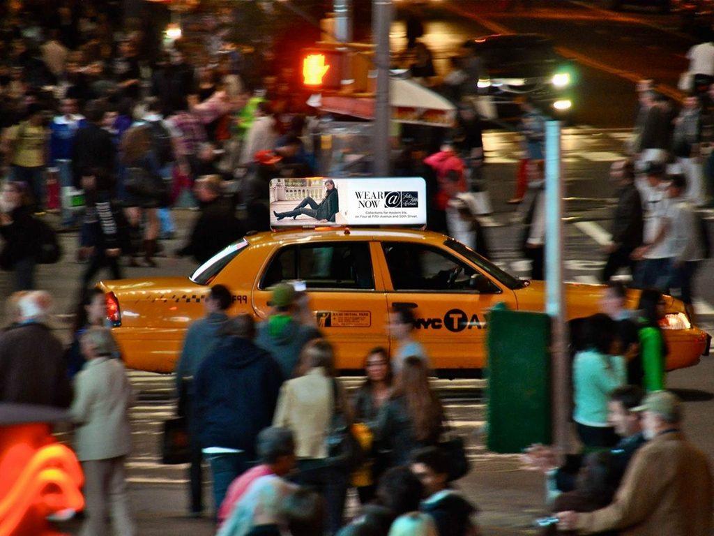 With LED backlighting, your taxi top ad will light up the night!